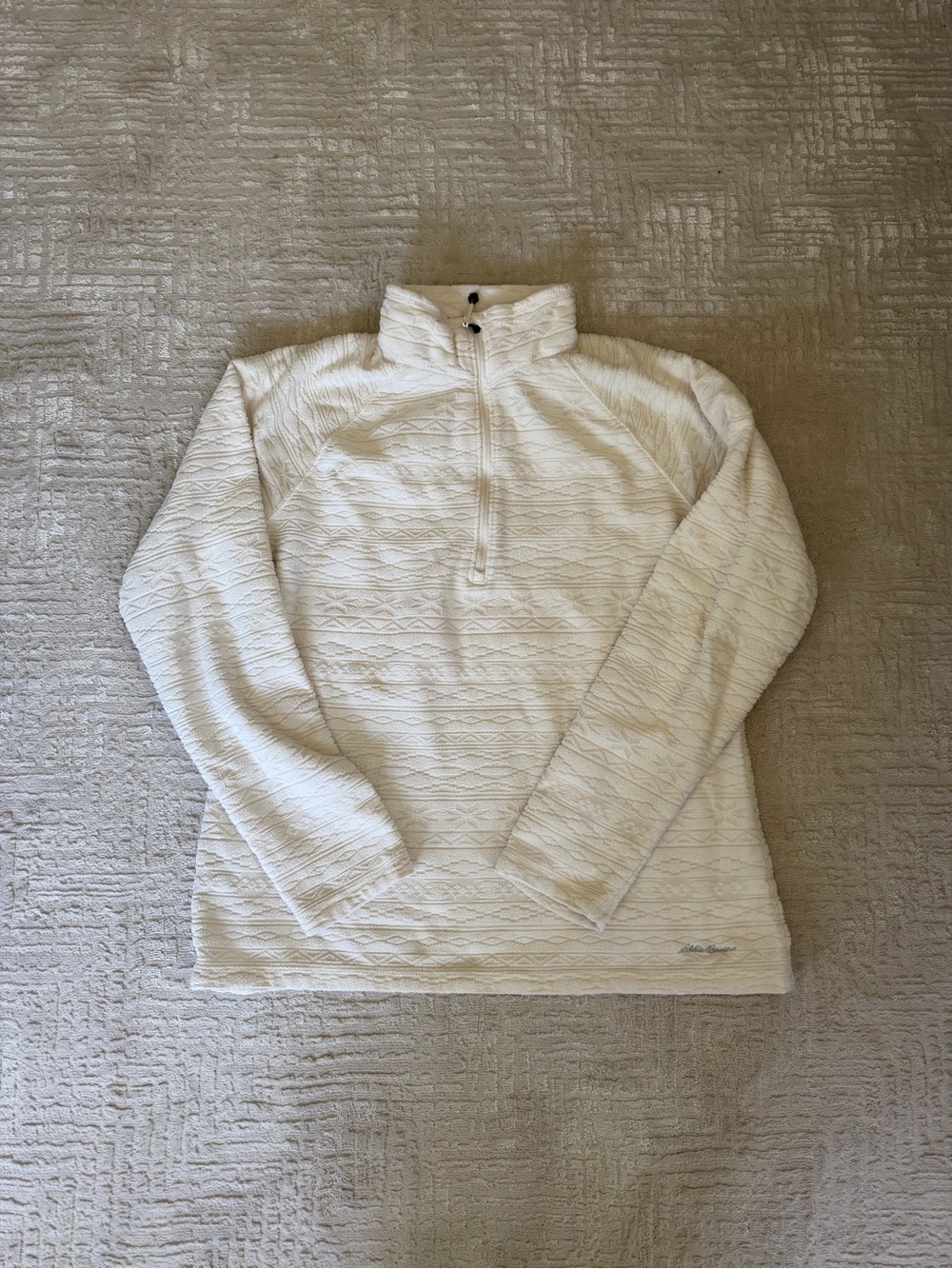 Eddie Bauer White Textured Half-Zip Pullover